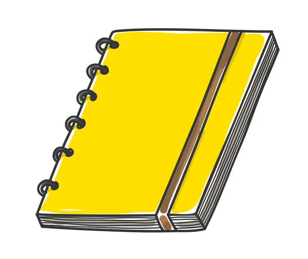 Yellow notebook line art hand darwn vector art illustration — Stock Vector