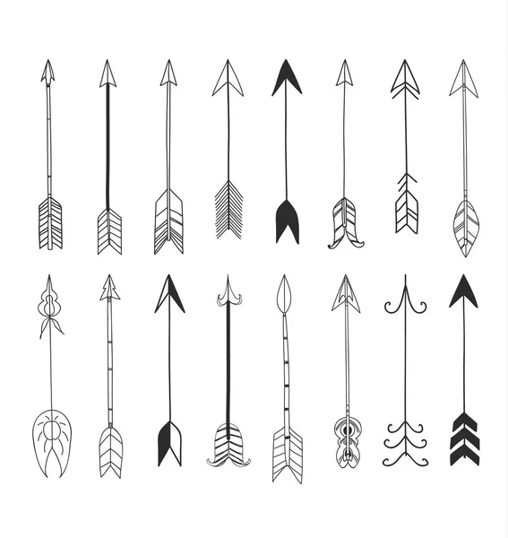 Arrows hand drawn cute line art vector set illustration — Stock Vector