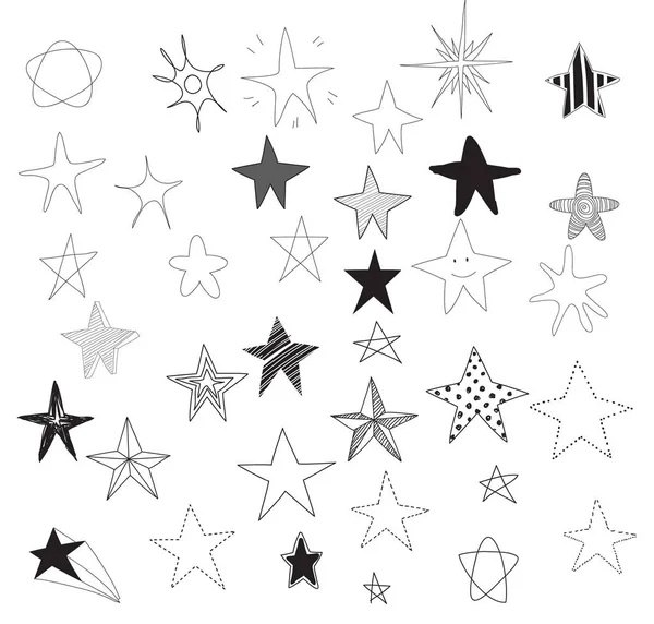 Stjärnor vektor handritad ikonen söt doodle line art illustration — Stock vektor