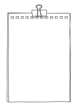 Kağıt defter ve ataş elle çizilmiş vektör hat sanat illustr