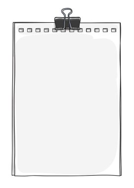 Kağıt defter ve ataş elle çizilmiş vektör sanat çizim