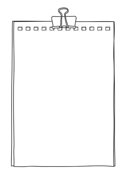 Notizbuch und Büroklammer handgezeichnete Vektorlinie art illustr — Stockvektor