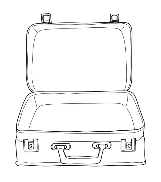 スーツケース荷物ヴィンテージ手描画かわいいベクター ライン アート在住 — ストックベクタ