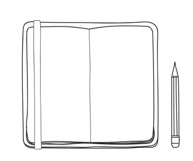 el çekilmiş tatlı vektör hat sanat illus sarı defter ve kalem