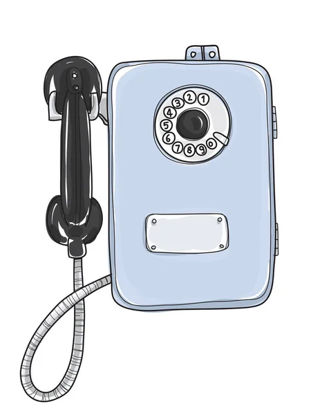 Telefono pubblico vintage sovietico telefono stradale disegnato a mano vettore a — Vettoriale Stock