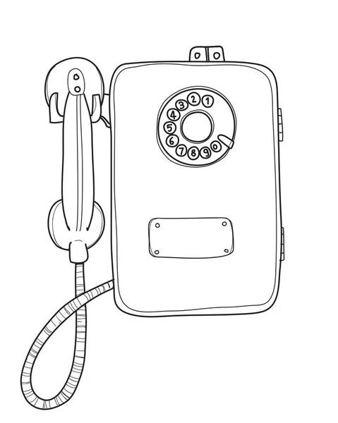 Teléfono público vintage soviético calle teléfono mano dibujado vector l — Vector de stock