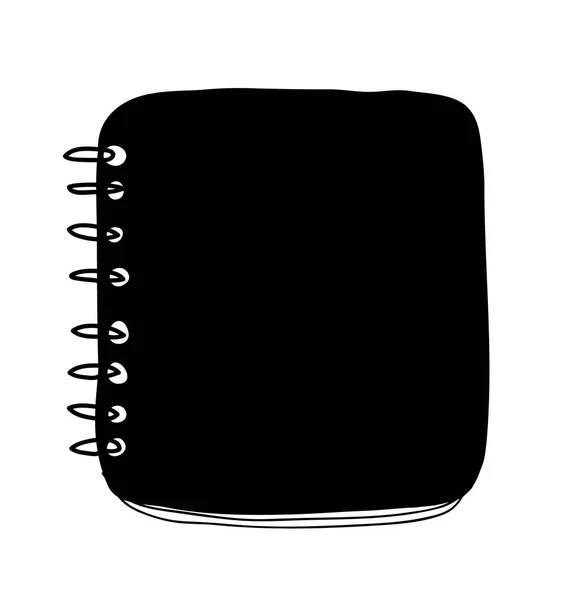 Cuaderno negro dibujado a mano lindo vector aislado en blanco backgr — Archivo Imágenes Vectoriales