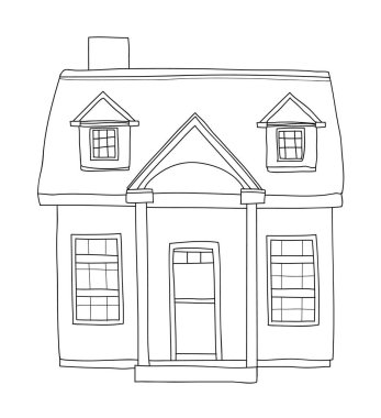 küçük ev küçük ev yazlık vintage elle çizilmiş vektör hat bir