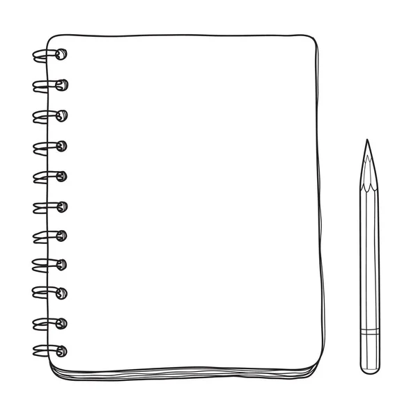 Μίνι sketchbook και pebcil Mockup κενό χαρτί χέρι συρμένο διάνυσμα — Διανυσματικό Αρχείο