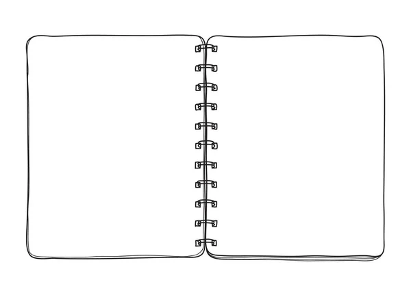 Notebook disegnato a mano su sfondo bianco linea di copertina in carta bianca — Vettoriale Stock