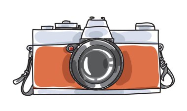 Klasik vintage kamera elle çizilmiş sanat vektör çizim