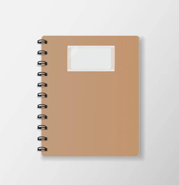 Brown notebook top view  on white desk background paper cover ve — Stock Vector