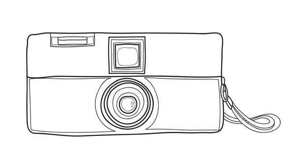 Vert Caméra vintage dessiné à la main mignon vecteur ligne art illustratio — Image vectorielle
