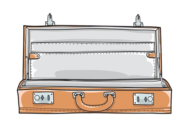 Maleta maleta vacía. arte vectorial dibujado a mano vintage illustra — Vector de stock
