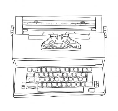 Vintage elektrikli daktilo Kraliyet Akademisi daktilo elle çizilmiş 