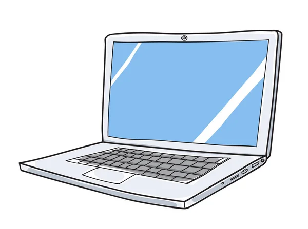 Laptop niedlich Hand gezeichnet Vektor Kunst Illustration — Stockvektor