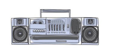 radyo vintage tatlı vektör el çekilmiş sanat illüstrasyon