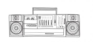 Hat sanatı illüstrasyon radyo vintage tatlı vektör el çekilmiş