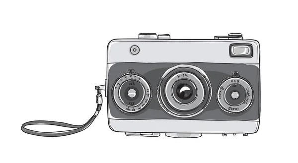 Cámara de cine vintage 35 mm Rangefinder mano dibujado lindo vector ar — Vector de stock