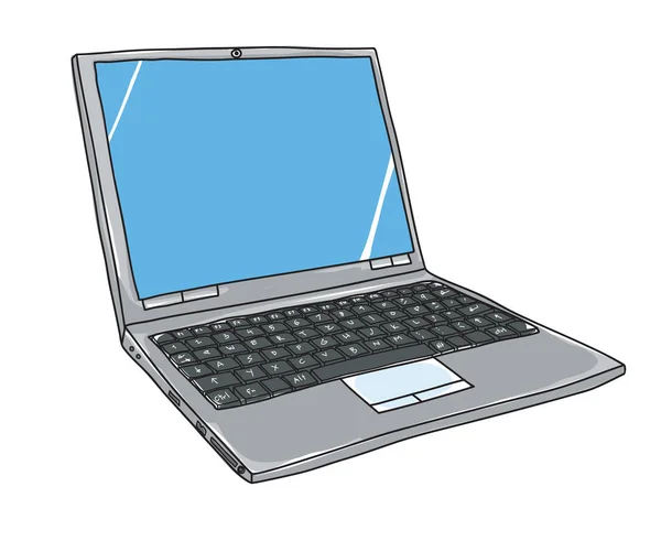 Laptop laptop schattig hand getekend vector kunst illustratie — Stockvector