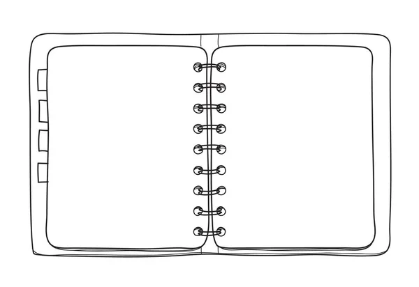 Cuaderno amarillo cubierta mano dibujado sobre fondo blanco en blanco pape — Archivo Imágenes Vectoriales