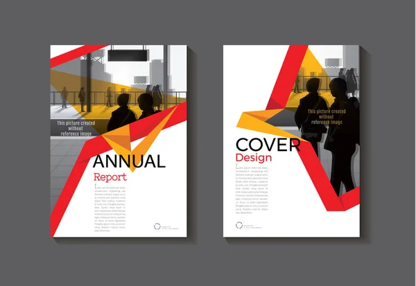 Красный и желтый дизайн книги охватывают современную обложку абстрактной брошюры — стоковый вектор