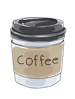 kahve fincanı elle çizilmiş vektör sanat çizim götürün