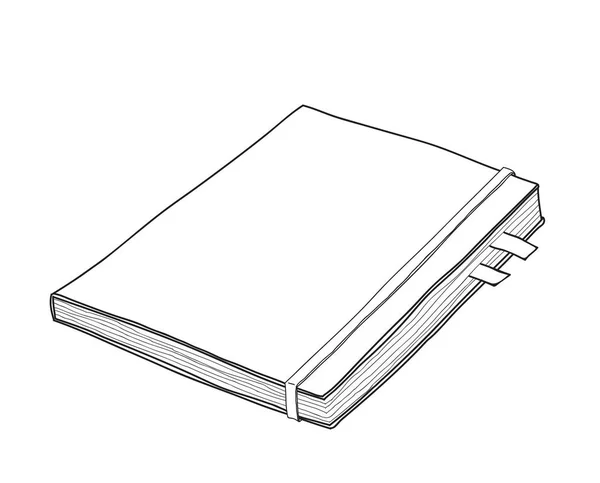 Cuaderno de cuero ilustración de arte vectorial dibujado a mano — Vector de stock