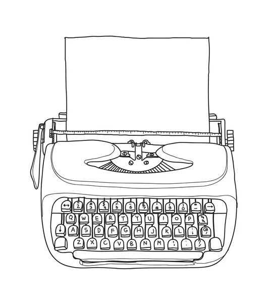 Blue Mint Vintage Schreibmaschine tragbar retro mit Papier Hand dra — Stockvektor