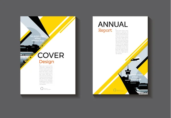 黄色と黒のカバー デザインの近代図書カバー概要冊子 — ストックベクタ