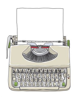 krem daktilo vintage kağıt elle çizilmiş sevimli vektör hattı ile