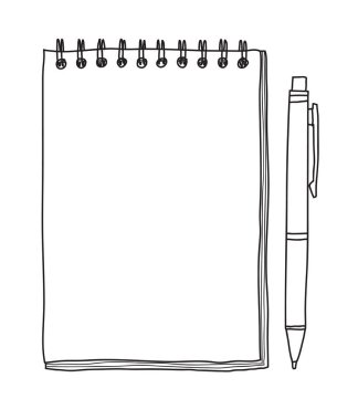 defter kağıt ve kalem vektör hat sanat çizim