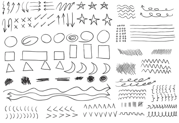 Elementos desenhados à mão conjunto doodle vector ilustração digital Edita — Vetor de Stock