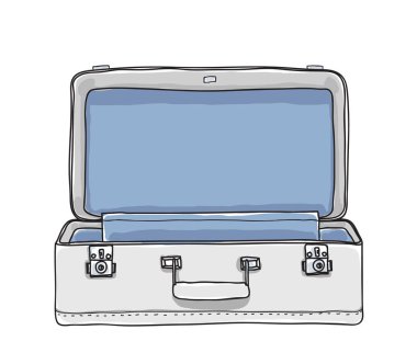 Bavulun Bagaj krem renkli vintage elle çizilmiş vektör sanat Il