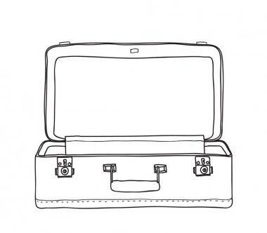 Bavulun Bagaj krem renkli vintage elle çizilmiş vektör sanat Il