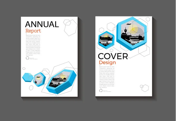 Blauwe zeshoek achtergrond moderne cover ontwerp moderne boek cover ab — Stockvector