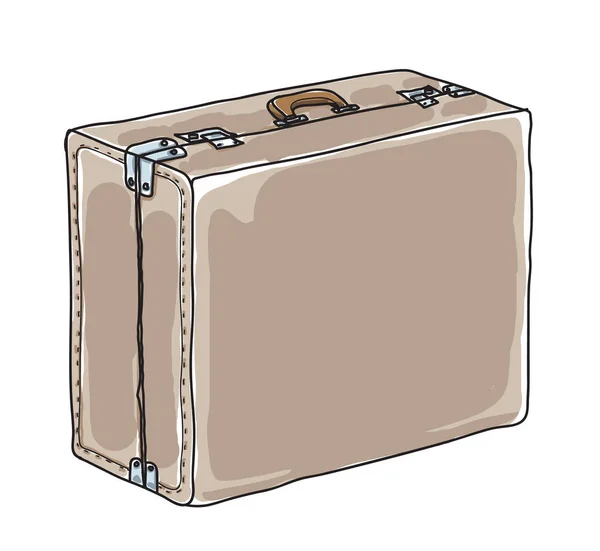 Коричневый багаж, Чемодан, винтажный ручной рисунок милый векторный художественный иллюзион — стоковый вектор