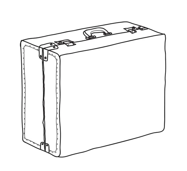 荷物、スーツケース、ヴィンテージ手描きかわいいベクター ライン アート イラスト — ストックベクタ