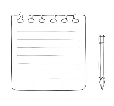 Not kağıt ve kalem çizilmiş vektör hat sanat çizim el