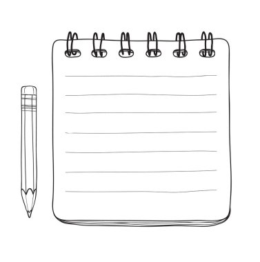 defter ve kalem elle çizilmiş vektör hat sanat çizim