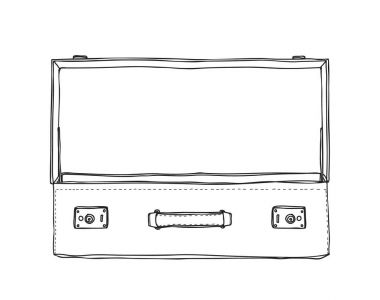 Sevimli vektör hat sanat çizim bavul vintage el çekilmiş