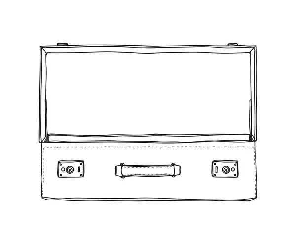 सूटकेस व्हिंटेज हात काढले गोंडस वेक्टर ओळ कला स्पष्टीकरण — स्टॉक व्हेक्टर