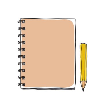 defter ve sevimli kalem çizilmiş vektör sanat çizim el
