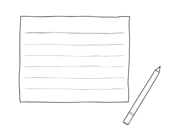 手绘便笺纸和 pancil 可爱线艺术插图 — 图库矢量图片