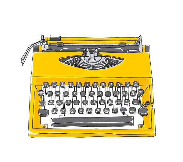 yellowTypewriter old hand drawn cute art illustration