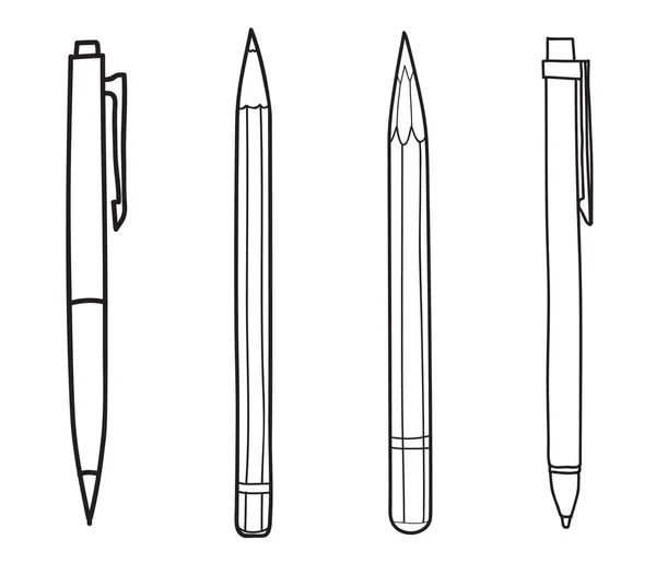 손으로 그린된 펜과 연필 귀여운 벡터 라인 아트 그림 — 스톡 벡터