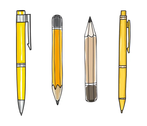 Pen en potlood hand getekende schattig kunst illustratie — Stockvector