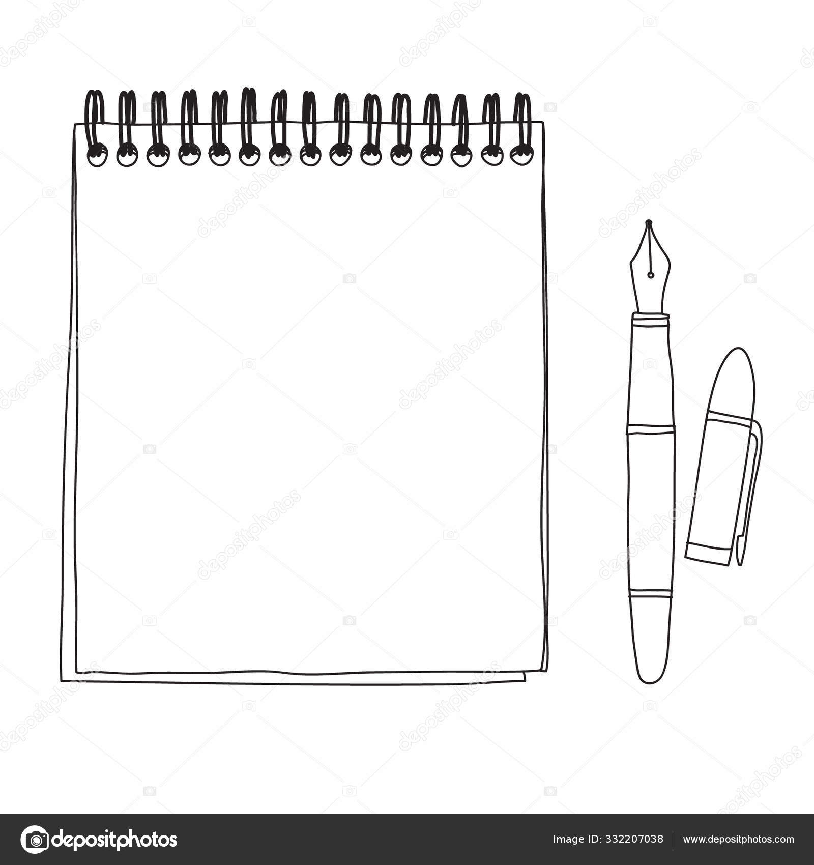 Paper journal blank note pad with ink pen Vector Image