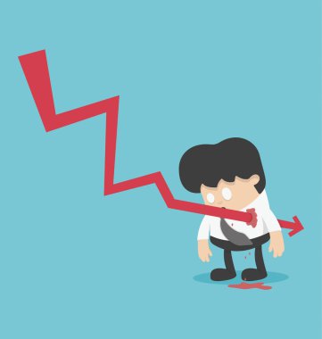 Kavram grafik hisse senedi düşüyor veya iş tasarımı için çizimler bir