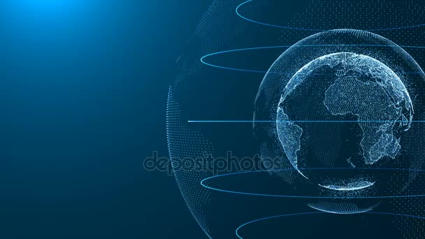 Digital jorden, anslutning nätverk Rotation av planeten världen karta bakgrund full hd och 4k. — Stockvideo